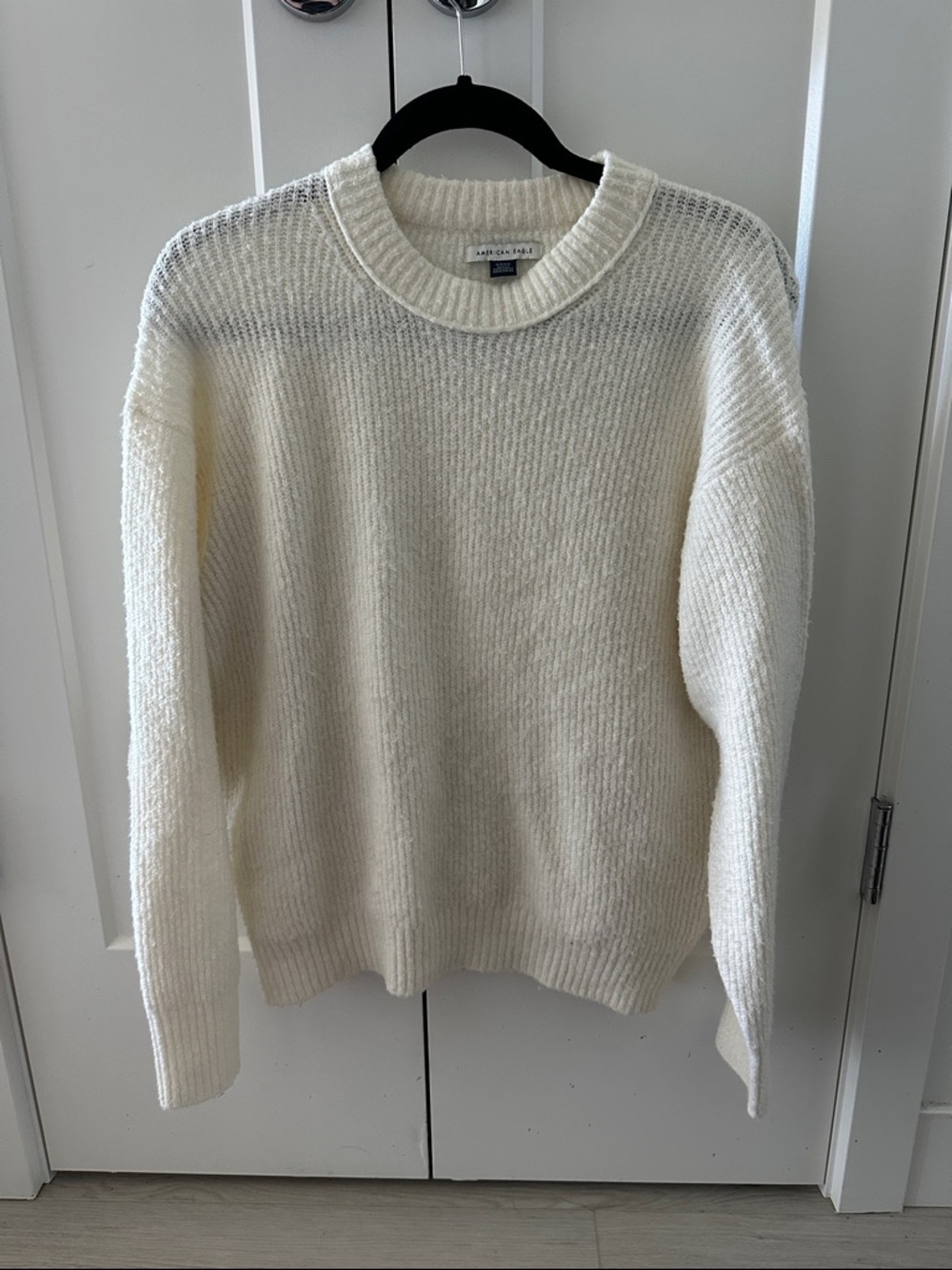 American Eagle Outfitters Cream Crewneck Sweater